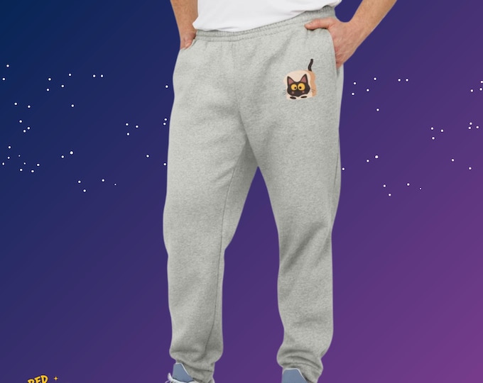 Cozy Cat Fleece Joggers: Relaxed Sweatpants for Pet Lovers, Ideal Loungewear & Travel Gift