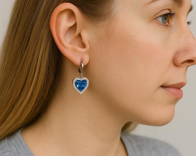 Heart-Shaped Blue Earrings – Romantic Gift for Her