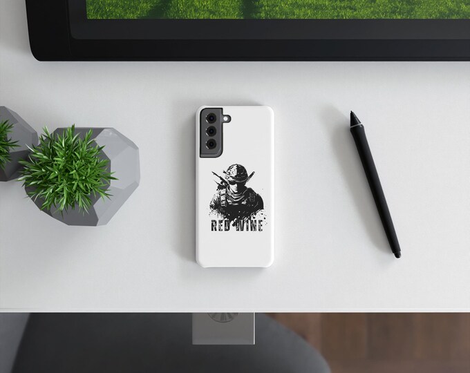 Cool Military-Inspired Slim Snap Case for Phone, Unique Gift for Gamers, Stylish Accessory, Tech Decor, Red Wine Design