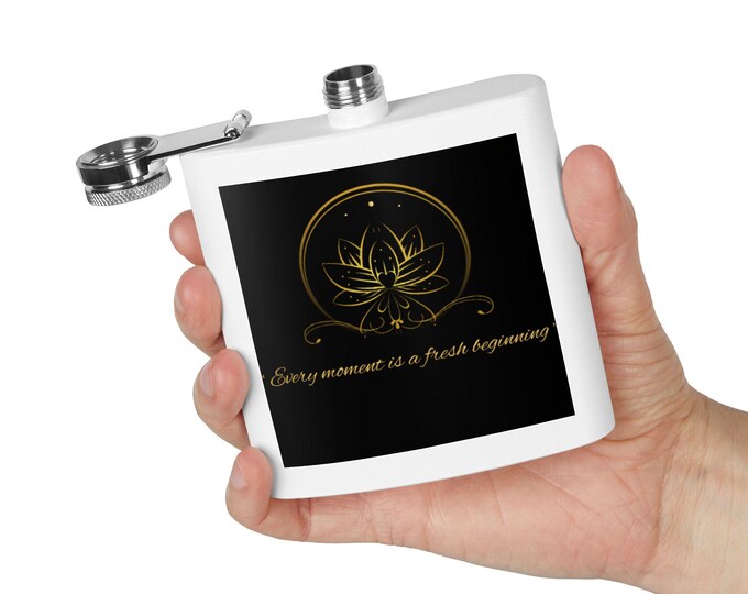 Inspirational Stainless Steel Flask, Perfect for Mindfulness Gifts, Yoga Lovers, Retreats, Every Moment is a Fresh Beginning, Motivational