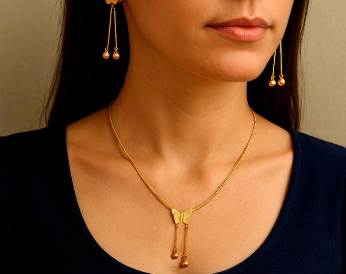 Sibel's Grace – Gold Plated Jewelry Set, Elegant Gift for Her, Dainty Necklace and Earrings