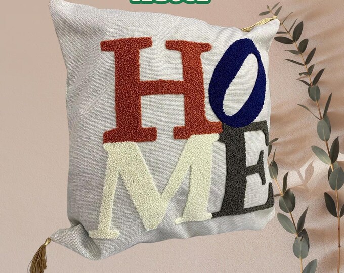 Modern Punch Needle Pillow Case - Handmade Embroidered Pillow - Decorative and Stylish Design - Soft & Unique Pillow