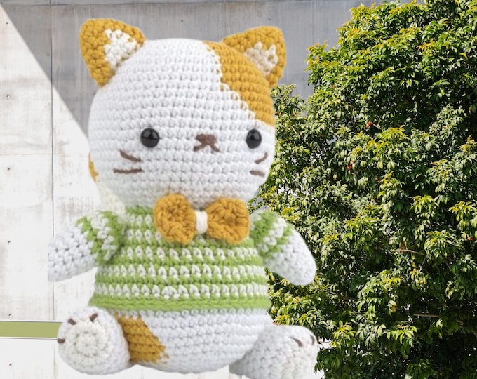 Adorable Handmade Crochet Amigurumi Fisherman Cat Plush - Unique Maritime Themed Stuffed Animal