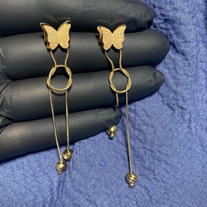 316L Steel Gold plated Dainty Butterfly Stud Earrings - Minimalist Everyday Jewelry, Cute Birthday Gift for Daughter