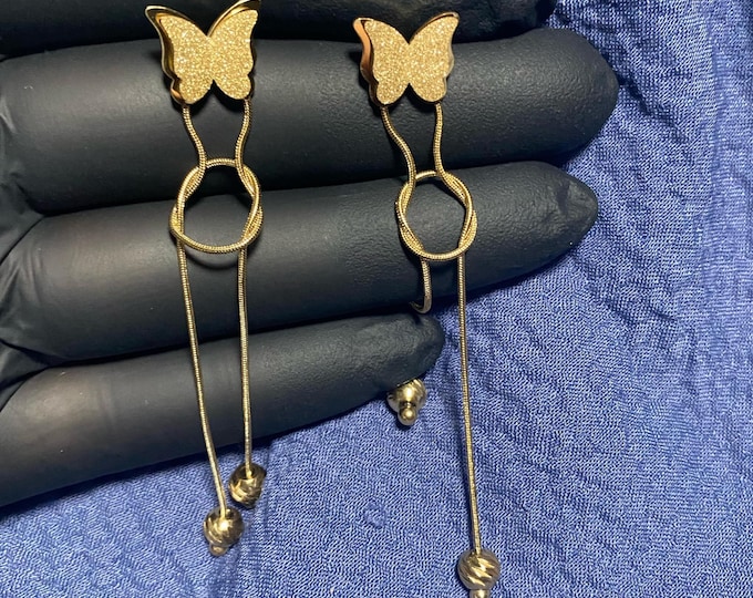 316L Steel Gold plated Dainty Butterfly Stud Earrings - Minimalist Everyday Jewelry, Cute Birthday Gift for Daughter