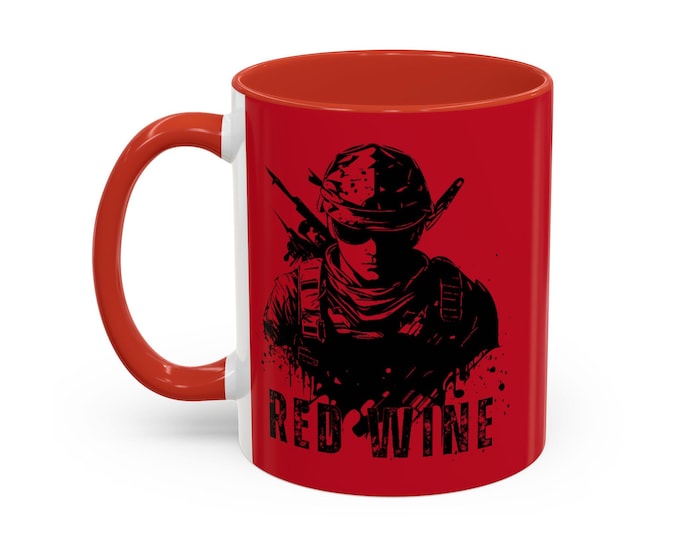 Bold Red Accent Coffee Mug, Unique Gift for Coffee Lovers, Personalized Mug, Fun Drinkware, Perfect for Birthdays or Anniversaries