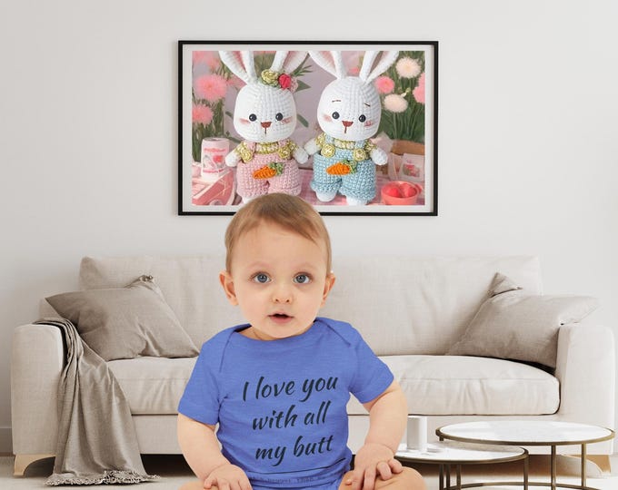 Adorable 'I Love You With All My Butt' Infant Onesie - Funny Newborn Outfit for Baby Shower Gift