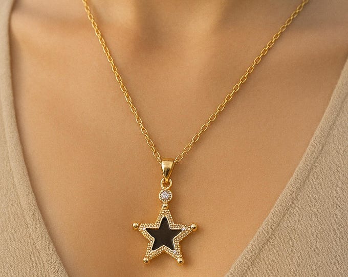 Sparkling Star Necklace – 14K Gold-Plated Dainty Gift for Her, Celestial Jewelry