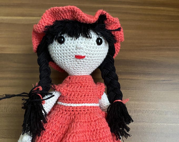 Crochet toy, Amigurumi, crochet pattern, Christmas gift Baby shower, Amigurumi girl in red dress