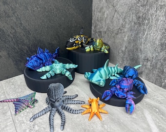 Colorful Articulating Fidget Toy Bulk Pack - 10 Sea Animals Included