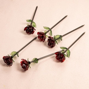 Glass Rose Flower,Home Decor,Crystal Red Rose,Handmade Glass Art,Glass Rose,Glass Flower Decor,Timeless Gift for Lover,Gift For Her,6 Pieces