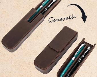 Personalized Fountain Pen Pouch, Handmade Custom Leather Pen Case, Travel 2-Pen Holder