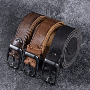 Genuine Leather Belt,Men&#39;s Belt, Vintage Leather Belt,Leather Belt for Dad,Real New Leather Belt with Buckle,Gift for Boyfriend,Gift for Him