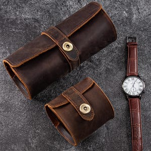 Leather Watch Case,Watches Cases, Travel Watch Case,Brown Watch Box,Travel Watch Roll, Travel Watch Case for Men, Gift For Him, Groom Gift