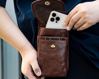 Personalized Belt Bag, Leather Phone Pouch, Belt Wallet, Waist Bag, Gift for Him