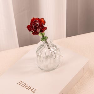 Glass Rose Flower,Crystal Red Rose,Glass Rose,Handmade Glass Art,Home Decor,Glass Flower Decor,Timeless Gift for Lover,Gift For Her,1 Piece