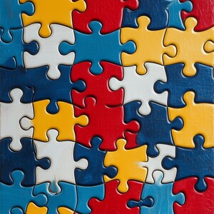 Kleurrijke puzzelafbeelding autisme gebruiken voor leuke activiteiten met kinderen Uniek voor kinderen met autisme Digitaal bestand om te knutselen en afdrukken