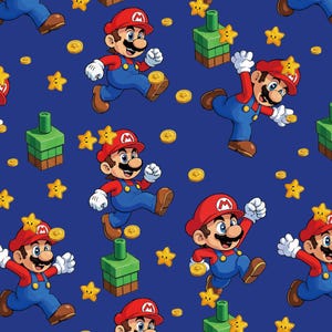 Mario Stoff Videospiel Charakter Stoff 100% Baumwolle, Verkauft durch den halben Yard Yard (Endlosschnitt)