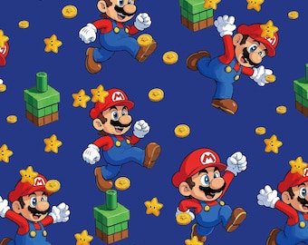 Mario Fabric-materiaal voor videogamepersonage 100% katoen, verkocht op 1/2 meter (doorlopende snede)