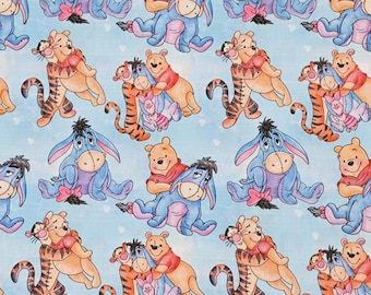 Winnie the Pooh Friends Fabric 100% Cotton Fabric, Sold By The 1/2 Yard (Continuous Cut)