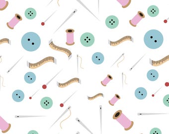 Sewing Tools Fabric, Craft Supplies Fabric, 100% Cotton Fabric, Sold By The 1/2 Yard (Continuous Cut)