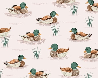 Mallard Duck Fabric, Green Duck Fabric, 100% Cotton Fabric, Sold By The Half Yard Yard (Continuous Cut)