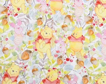 Winnie the Pooh Friends Fabric 100% Cotton Fabric, Sold By The 1/2 Yard (Continuous Cut)
