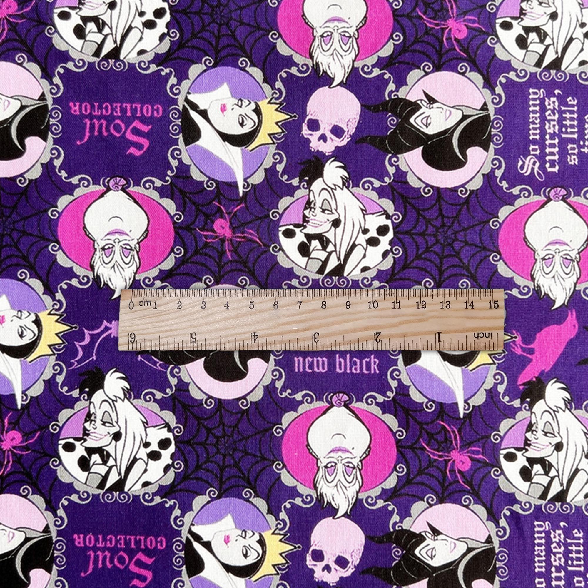 Disney Villains Fabric, 100 Cotton Fabric, Sold by the Half