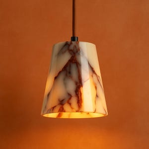 Handcrafted Natural Marble Pendant Lamp - Adjustable Cord & Warm Glow