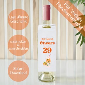 PDF Download Flaschenanhänger | Aperol-Anhänger | Mitbringsel | Geldgeschenk | Geschenkanhänger | Last Minute Geschenk
