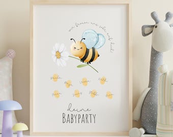 ゲストポスター/ゲストブック指紋ベビーシャワー | Hello Bee Honey | Bees and Honey | Baby Card Bee | デジタルダウンロード