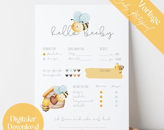 Guessing Game & Wish Cards Baby Shower | Hello Bee Honey | Bees and Honey | Yellow | DIGITAL DOWNLOAD