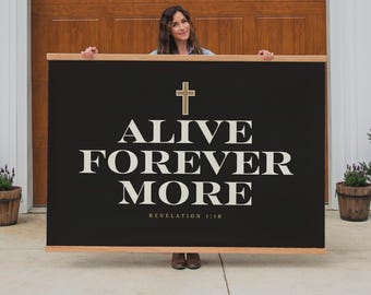 Alive Forevermore Easter Tapestry | Modern Christian Decor | Neutral Church Wall Art | 202