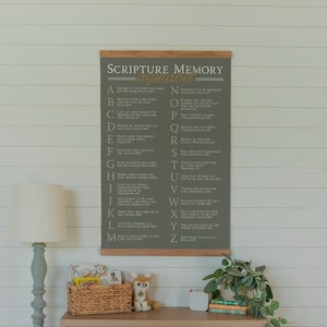 Scripture Memory Alphabet Tapestry | Christian Wall Art for Kids | ABC Bible Verse Poster | Homeschool Decor | Childs Bedroom Nursery | 085