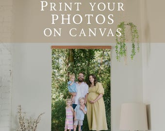 Custom Photo Canvas Tapestry | Your Photo on Canvas | Wooden Heirloom | Family Portrait Wood Wall Art