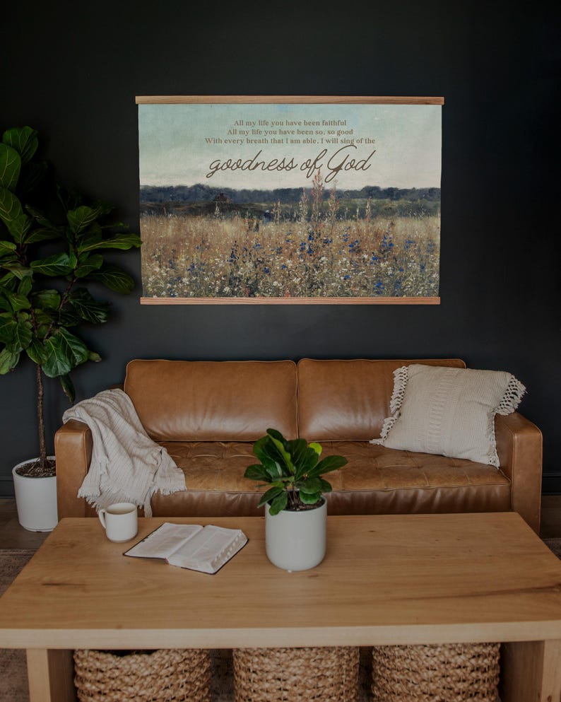 Extra Large Canvas Tapestry Christian Wall Hanging Scripture Art Display Worship Song Lyrics Faith Based Decoration Vintage Flower Background Design Living Room Decor Bedroom Wall Art Prayer Corner Display Inspirational Message Artwork