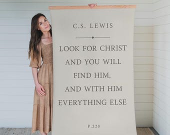 C.S. Lewis Quote Tapestry | Christian Scripture Canvas Wall Hanging | 078