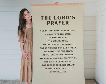Christian Wall Tapestry Lords Prayer Room Decor Faith Home Scripture Art Hanging Textile Display Religious Canvas Print Bible Verse | 065