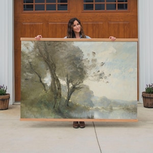 Vintage Landscape Wall Art | Extra Large Canvas Tree Tapestry | Nature-Inspired Wall Hanging | Oversized Rustic Farmhouse Home Decor | 055