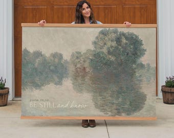 Psalm 46:10 Be Still + Know | Christian Wall Art Tapestry | Vintage Art | Extra Large Canvas | Scripture Home Decor | Faith-Based Gift | 068