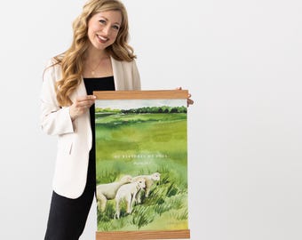 Christian Wall Tapestry Art Canvas Print Scripture Psalm 23 Decoration Home Decor Gift Bible Quote Watercolor Design | Whitney Newby 205