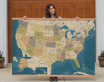 USA Map Tapestry Wall Hanging Educational Display Classroom Decor Teacher Gift Geography Enthusiast Large World Art Homeschool Room | 127