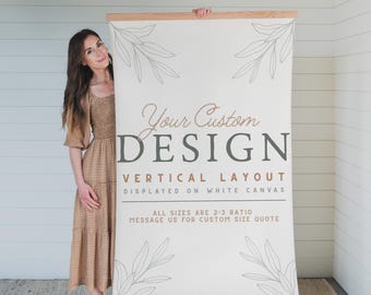 Custom Design Wooden Tapestry Vertical | Personalized Scripture, Quote, Artwork, Photo | Extra Large Custom Canvas | Customizable Wall Art