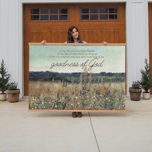 Christian Canvas Tapestry Goodness of God Wall Hanging Scripture Art Worship Lyrics Bible Verse Faith Based Large Farmhouse Decoration | 192