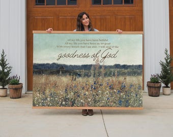 Christian Canvas Tapestry Goodness of God Wall Hanging Scripture Art Worship Lyrics Bible Verse Faith Based Large Farmhouse Decoration | 192