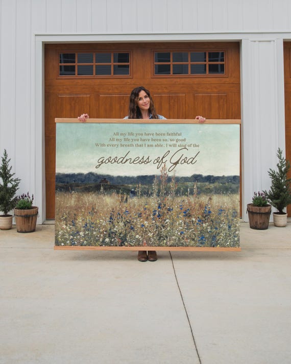 Christian Canvas Tapestry Goodness of God Wall Hanging Scripture Art Worship Lyrics Bible Verse Faith Based Large Farmhouse Decoration | 192