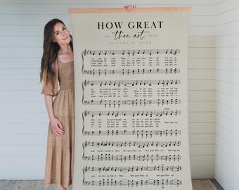 How Great Thou Art Hymn Sheet Music Wall Art Canvas Tapestry Christian Decor Bible Verse Farmhouse Decor Worship Room Piano Accent | 135