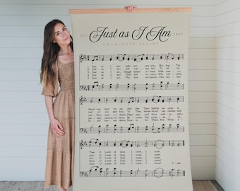 Just As I Am Hymn Tapestry | Sheet Music | Extra Large Christian Canvas Art | 196