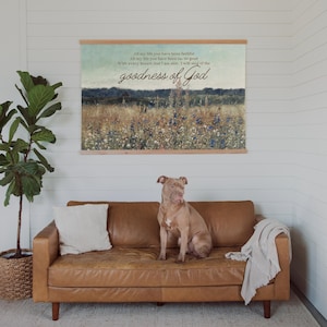 Faith Based Wall Art Christian Canvas Tapestry Worship Lyrics Display Scripture Inspiration Vintage Flower Design Extra Large Format Decorative Wall Hanging Living Room Accent Bedroom Decor Prayer Space Art Nursery Decoration Spiritual Gift