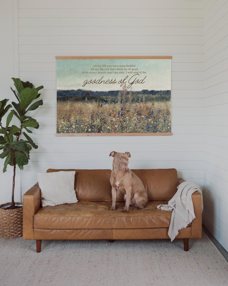 Faith Based Wall Art Christian Canvas Tapestry Worship Lyrics Display Scripture Inspiration Vintage Flower Design Extra Large Format Decorative Wall Hanging Living Room Accent Bedroom Decor Prayer Space Art Nursery Decoration Spiritual Gift